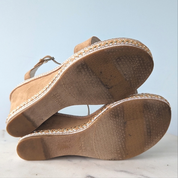 Stuart Weitzman Girls Tan Swinger Stitch Ankle Wrap Wedge Sandals - Picture 11 of 11